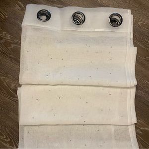 White rhinestone sheer curtains set of two